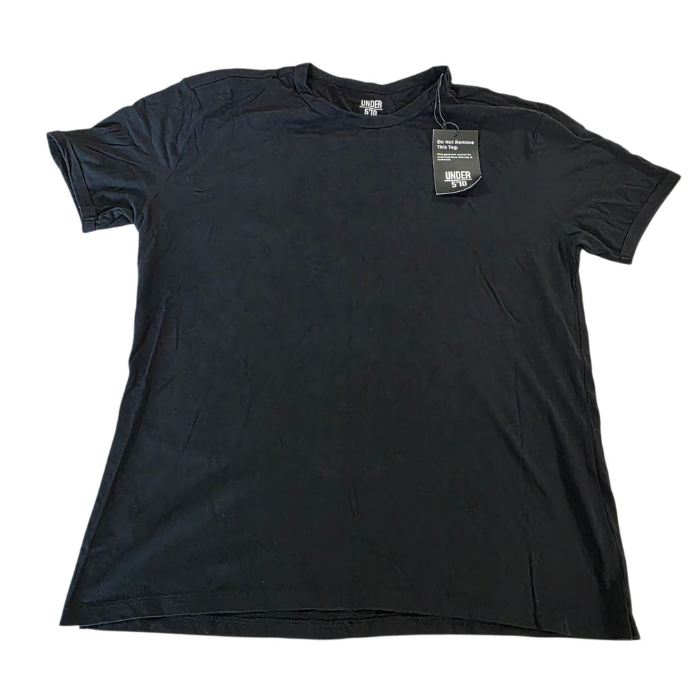 NWT UNDER 5'10 Men's‎ Black Short Sleeve Crew Neck T-Shirt 100% Cotton Small